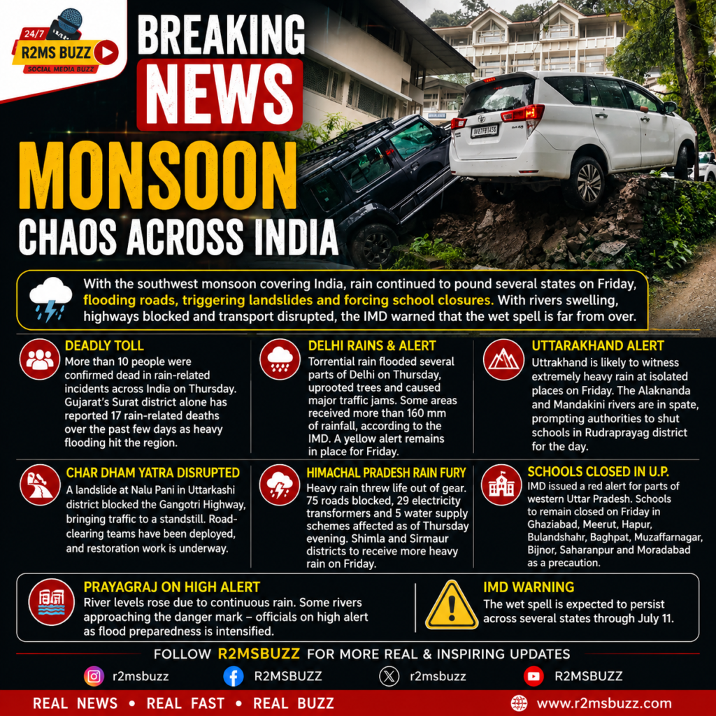 Heavy Rain Triggers Landslide, Vehicles Damaged in Hill Town as Authorities Issue Safety Warning