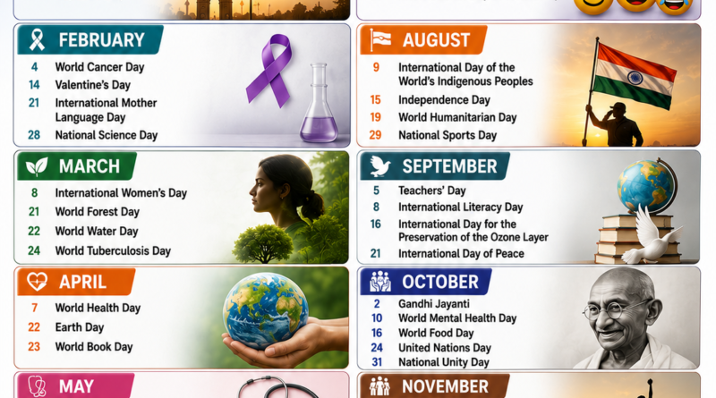 Important Days and Dates 2026, important national days, important international days, GK important days, important dates for competitive exams, UPSC GK, SSC important dates, Railway exam GK, Banking awareness, month wise important days, general knowledge 2026, current affairs important dates, Important Days PDF, R2MS Buzz Education.