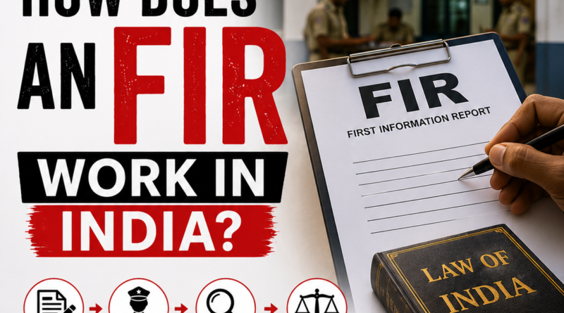 How Does an FIR Work in India, FIR Meaning, FIR Process India, First Information Report, FIR Rules India, Zero FIR Explained, Police Investigation Process, FIR vs Complaint, FIR vs Charge Sheet, BNSS FIR Process, Criminal Law India
