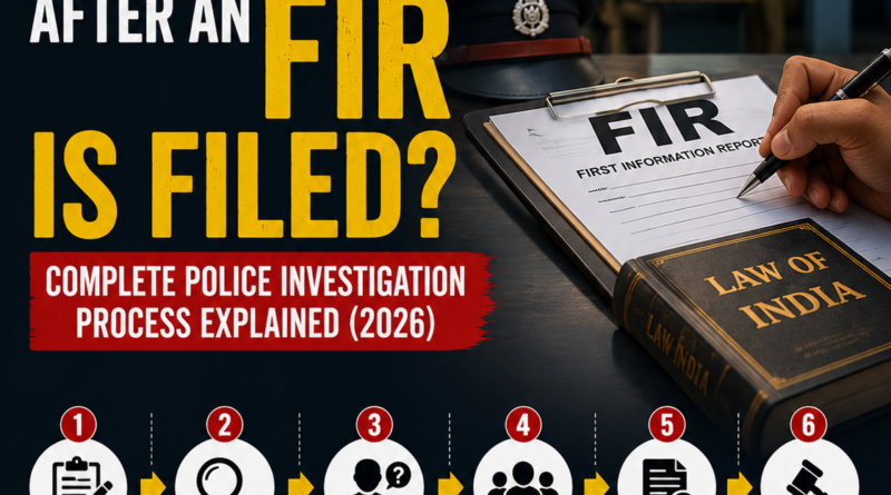 What Happens After an FIR Is Filed, Police Investigation Process India, FIR Investigation Explained, Charge Sheet Process, Criminal Investigation India, Police Procedure India, Court Trial Process, BNSS Investigation, Evidence Collection India, Criminal Justice System India