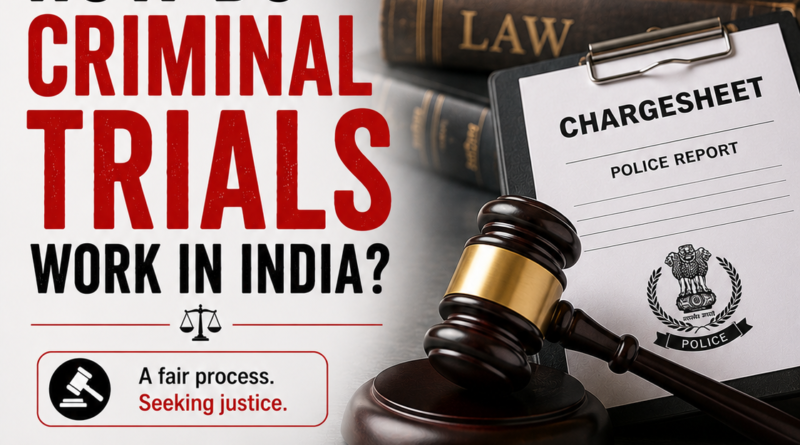 How Criminal Trials Work in India, Criminal Trial Process India, Court Procedure India, FIR to Judgment, Criminal Court Process, Police Investigation, Charge Sheet, Bail Process, Criminal Law Guide, BNSS Trial Process
