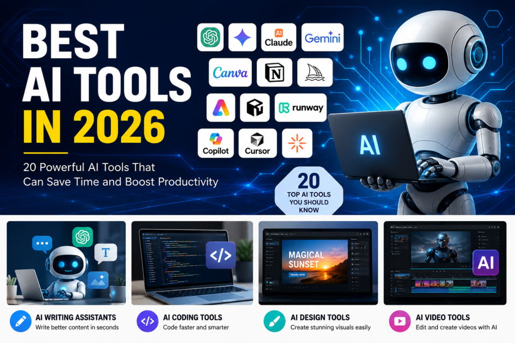 Best AI Tools in 2026: 20 Powerful AI Tools That Can Save Time and Boost Productivity
