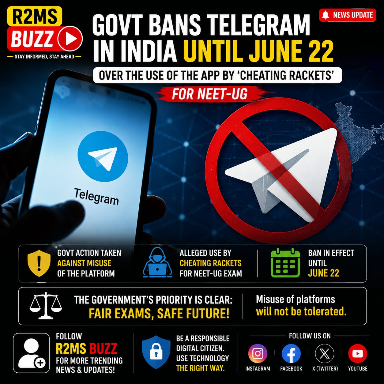 Telegram Ban in India Until June 22: Government Takes Action Over Alleged Misuse During NEET-UG Exam Telegram Ban in India Until June 22: Government Takes Action Over Alleged Misuse During NEET-UG Exam