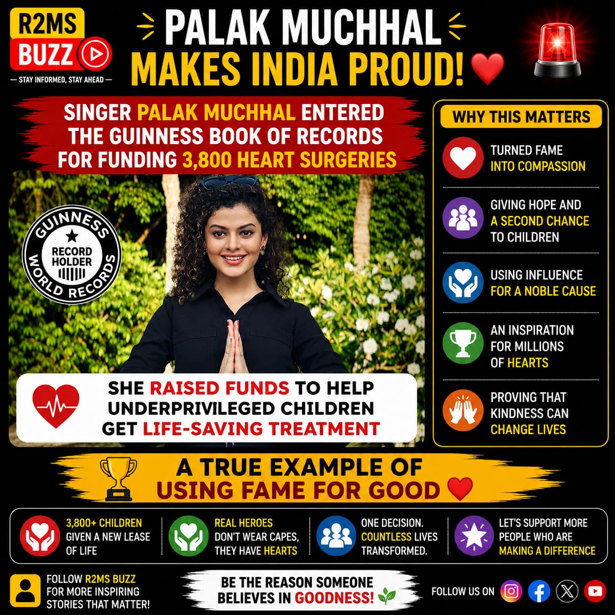 Palak Muchhal’s Inspiring Journey: Using Music, Fame and Kindness to Help Thousands of Children Get Life-Saving Heart Surgeries Palak Muchhal’s Inspiring Journey: Using Music, Fame and Kindness to Help Thousands of Children Get Life-Saving Heart Surgeries