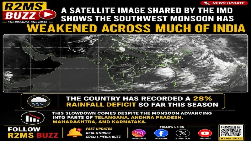 Southwest Monsoon Weakens Across India: IMD Satellite Images Show Rainfall Deficit and Weather Concerns
